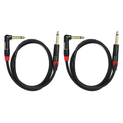 Rannsgeer 2 Pack 1/4 Inch TS Right Angle to 1/4 Inch TS 3 Feet Cable by Rannsgeer