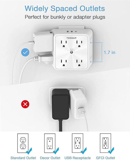 Surge Protector 8 Outlet Extender, TESSAN Multi Outlet Splitter - Image 5