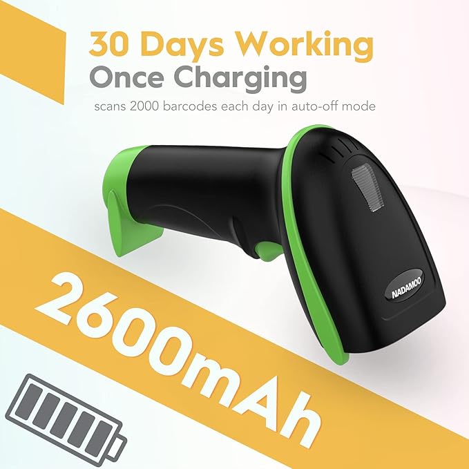 NADAMOO Wireless Barcode Scanner 328 Feet Transmission Distance USB Cordless 1D - Image 5