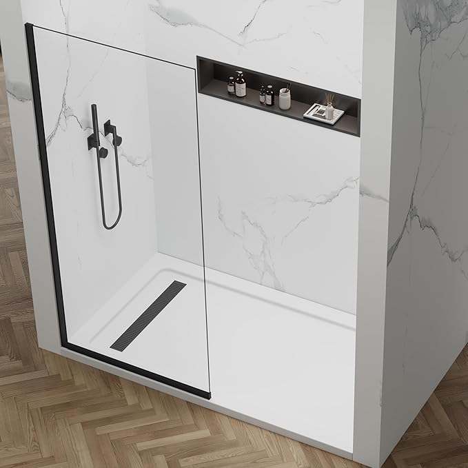 Shower Glass Wall Panel 36" W x 76" H, 3/8" Tempered Glass, Half Frameless - Image 9