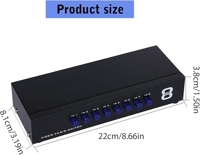 Manual 8Way Video Signals Switcher Box 8in 1Out Video Vid Switching Box - Image 3