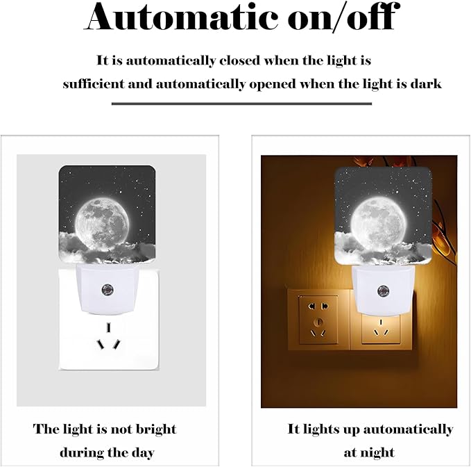 FSHVQKD Moon in Cloud Night Light, Plug-in Nightlights Auto Sensor Night Lamp - Image 3