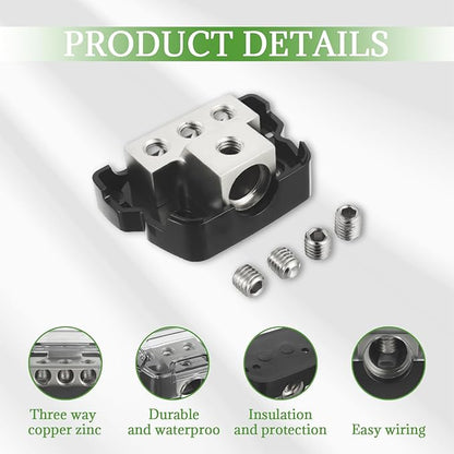BOJACK 3 Way Power Distribution Connecting Block 1x0/2/4 Gauge Input 3x4/8 - Image 3