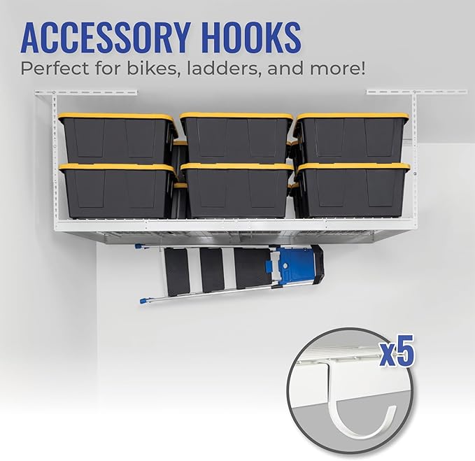 SafeRacks 4 ft x 8 ft Overhead Storage Rack Adjustable 24 in - 45in Height - Image 4