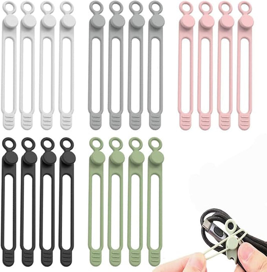 20PC Data Cable Organizer, 2026 Upgrade Silicone Cable Ties Reusable Cable by AprYew