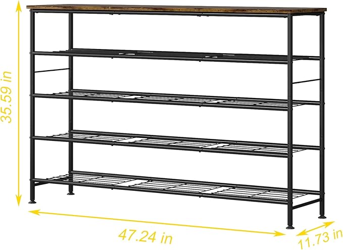 SUOERNUO Shoe Rack 5 Tier Shoe Storage Organizer Metal Mesh Shelves - Image 3
