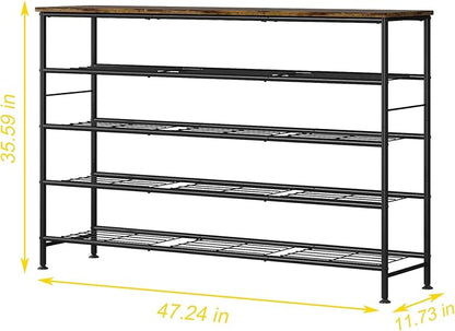 SUOERNUO Shoe Rack 5 Tier Shoe Storage Organizer Metal Mesh Shelves - Image 3