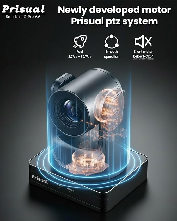 Prisual HDMI PTZ Camera AI Auto-Tracking, 20x Optical Zoom IP USB3.0 PoE HDMI - Image 2