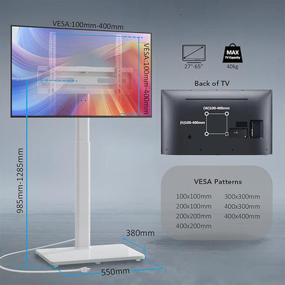 AX WABER Floor TV Stand with Power Outlet, Universal TV Stand Mount - Image 8
