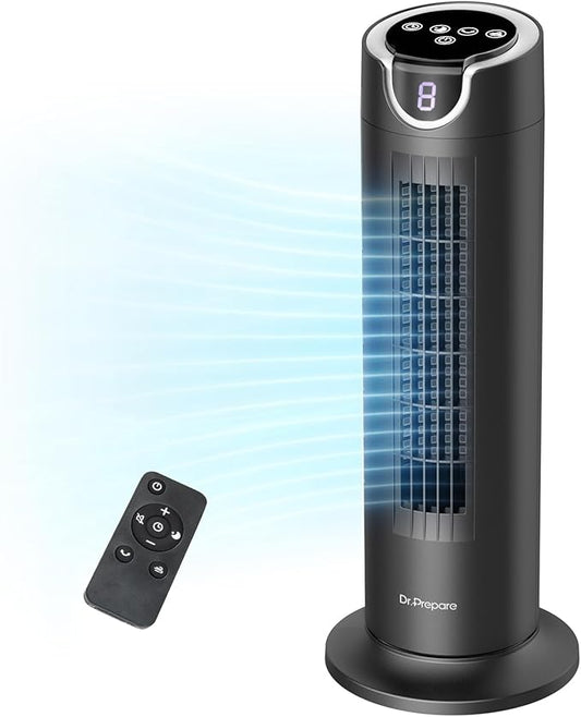 DR.PREPARE Tower Fan for Bedroom, 25 dB Quiet DC Bladeless Fan by DRPREPARE