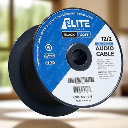 Elite 12/2 Speaker Wire 100ft, UL Listed, by InfinityCableProducts