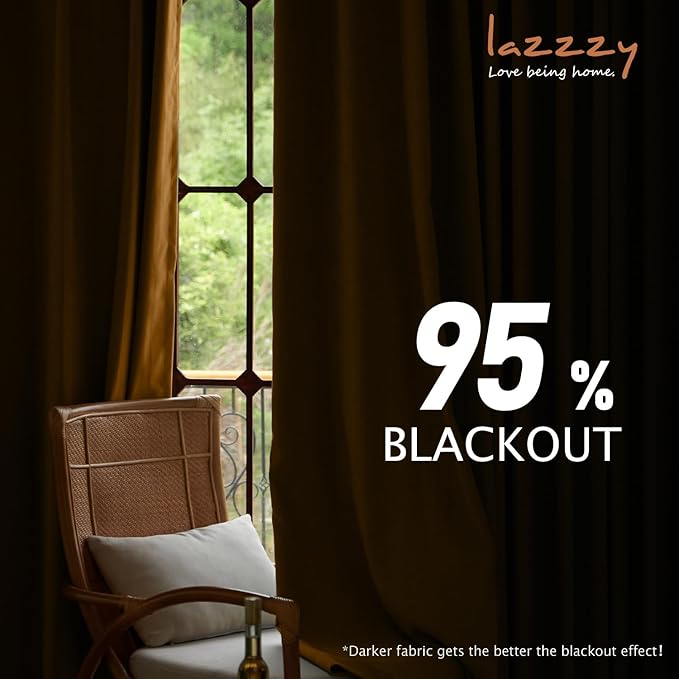 Lazzzy Gold Brown Blackout Velvet Curtains 96 Inches Long Thermal Insulated - Image 6