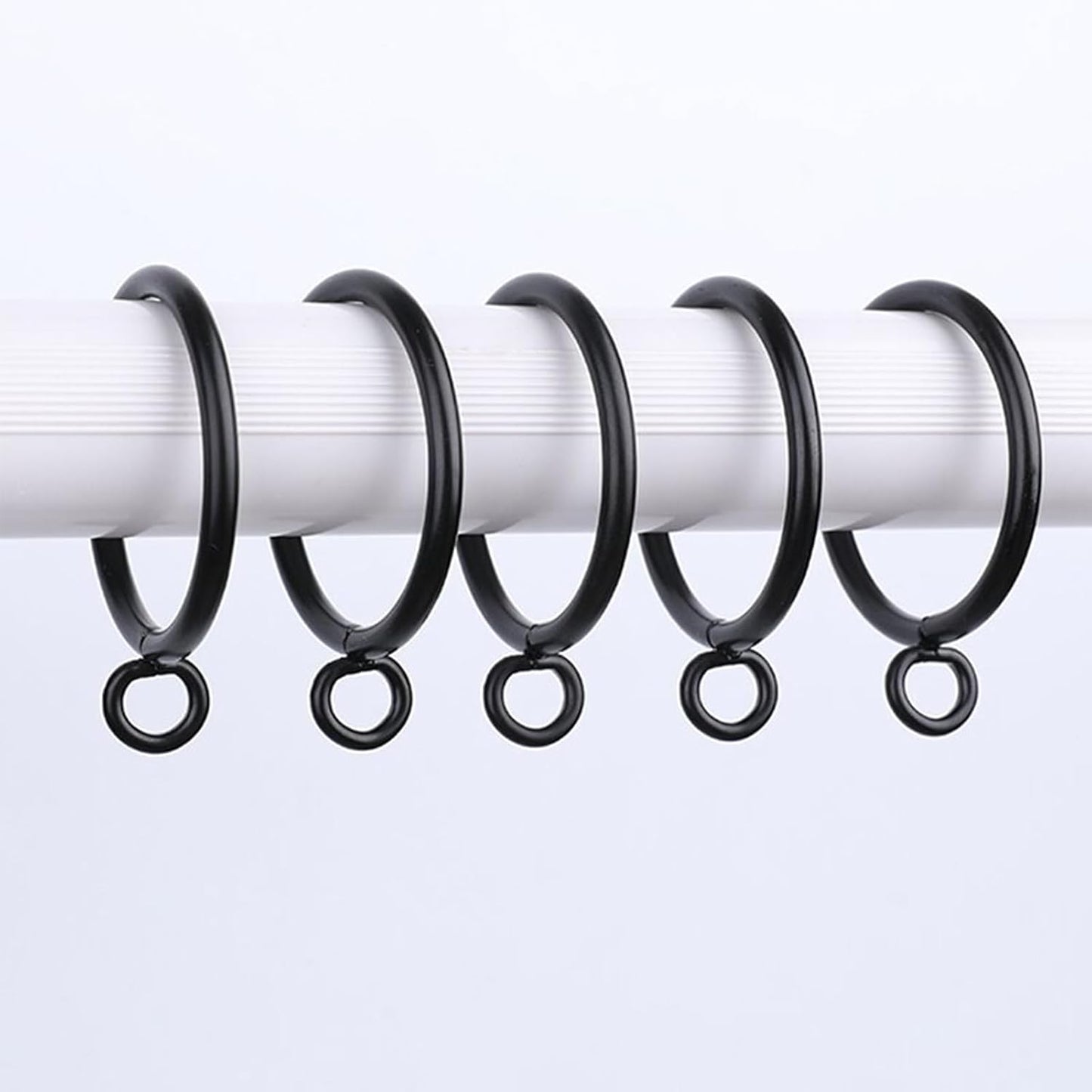 Curtain Rings Black Bulk 100Pack with Eyelets 1.5In ID for 1.25Inch Rods | Metal Drapery Rings Apply for Curtain Rods(Designed to fit up to 1 1/4-inch diameter curtain rod.)