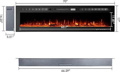 CharaVector 70 inch 750W/1500W Electric Fireplace Inserts - Image 5