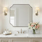 ANDY STAR 24"x24" Brushed Nickel Square Mirror, Modern Scalloped Mirror in by ANDYSTAR