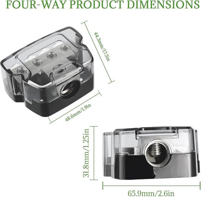 BOJACK 4 Way Power Distribution Connecting Block 1x0/2/4 Gauge Input 2x4/8 - Image 2
