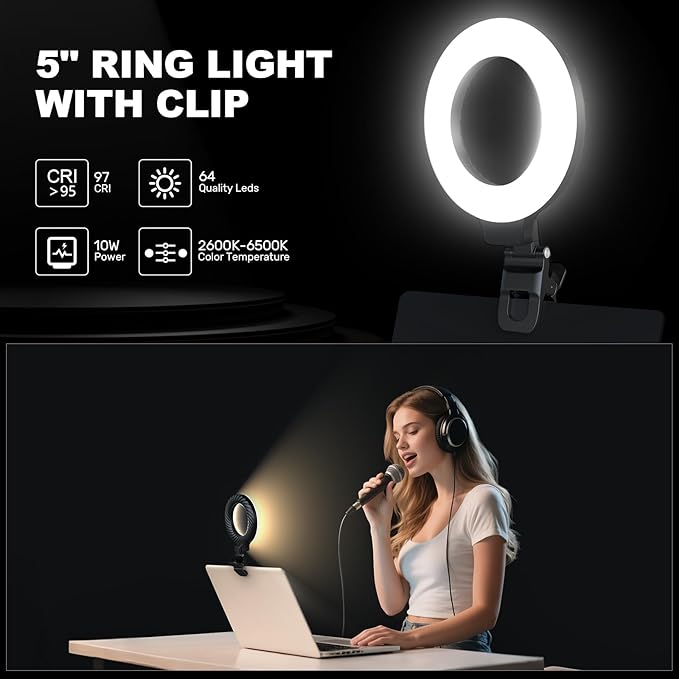 Anautin Ring Light for Video Conference Lighting, 360°Adjustable, Portable LED - Image 2