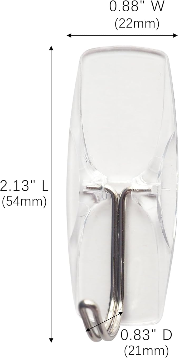 Medium Clear Wall Hooks, 18 Hooks+24 Removable Strips, Wire Hooks - Image 2