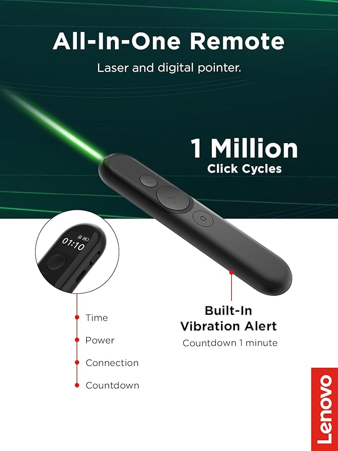 Lenovo Laser Rechargeable Presentation Remote, Digital & Laser Pointer - Image 6