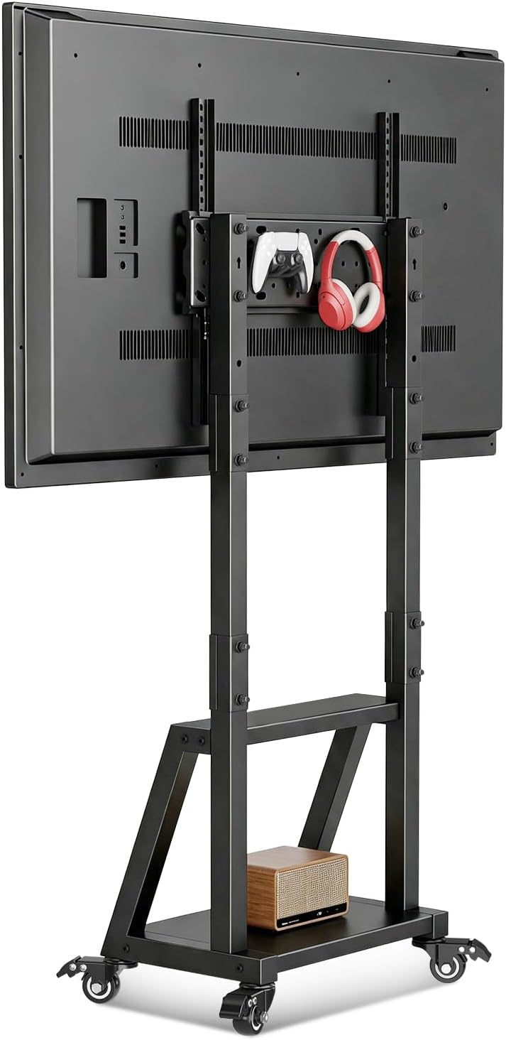 suptek mobile tv stand height adjustable with pegboard, main product view
