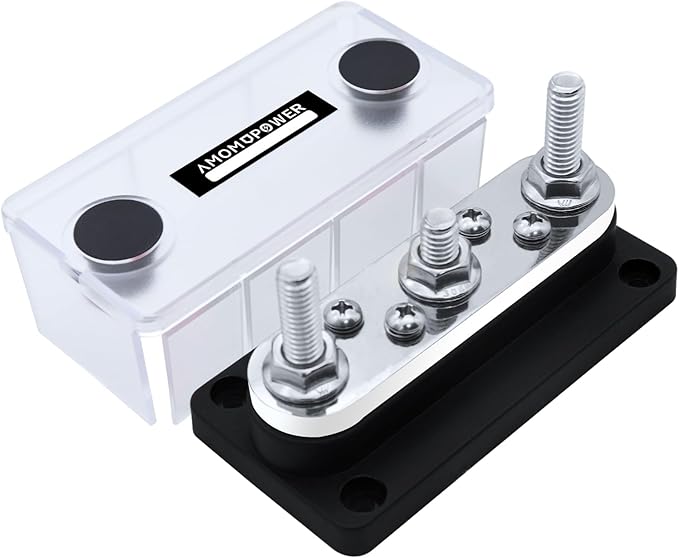 AMOMD 300A Bus Bars 3 Terminal Studs M8 4x8#-32 Screws Nickel Plated Copper by AMOMD