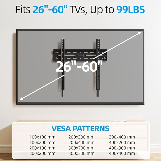 Fixed TV Wall Mount for Most 26-60 Inch Screen, Low Profile TV Mount - Image 4