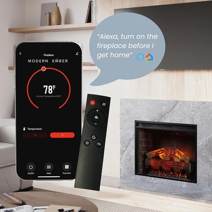 Modern Ember Uptown 23" Smart Electric Fireplace Insert, Alexa/WiFi Enabled - Image 2