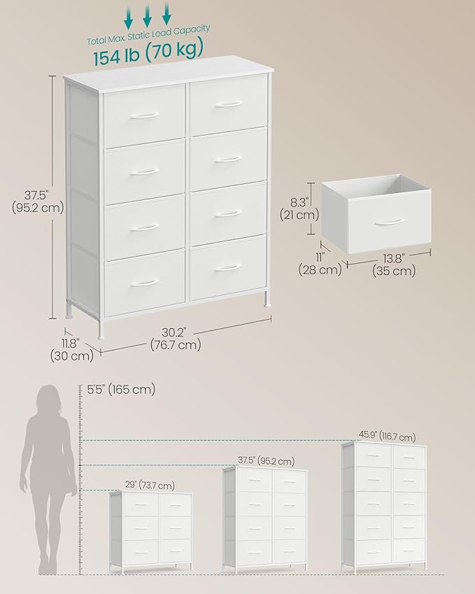 SONGMICS Dresser for Bedroom, Chest of Drawers, 8 Non-Woven Fabric Drawers - Image 2