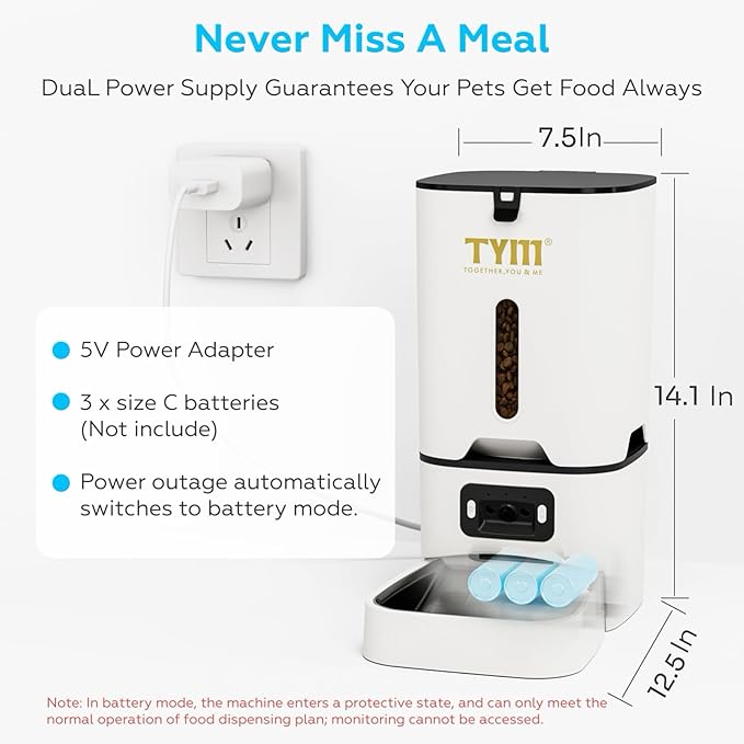 TYM Automatic Cat Feeder with Camera, 5G WiFi Auto Cat Dog Food Dispenser with - Image 7