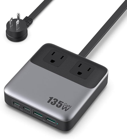 USB C Charger Block, 135W GaN Fast Charging Station Hub, 6-in-1 USB C Power by Feob