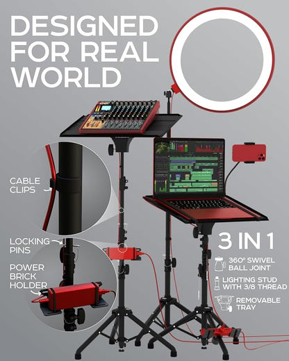 PropVue Projector Tripod Stand, Height Adjustable 27" to 62" & Floor Projector - Image 2