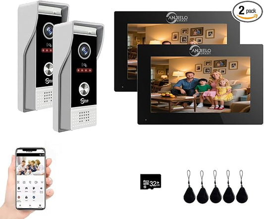 Video Doorbell Intercom System, 7 Inches Touch Screen Video Doorbell Door Phone by ANJIELOSMART