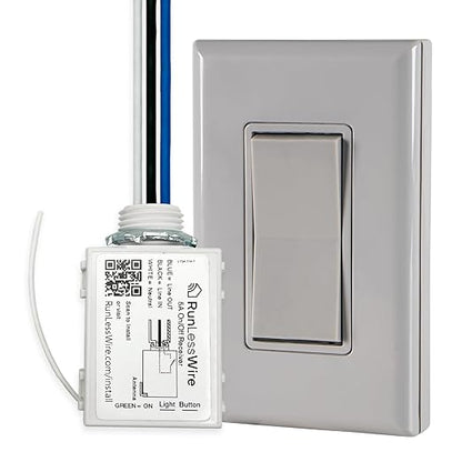 RunLessWire Single Pole Battery-Free DIY Wireless Light Switch Kit 150ft RF by RunLessWire
