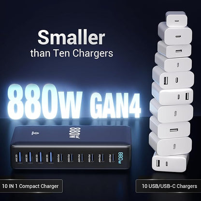 Zeroffi 880W USB C Charger Block, 10-Port USB Fast Charging Station Hub - Image 5