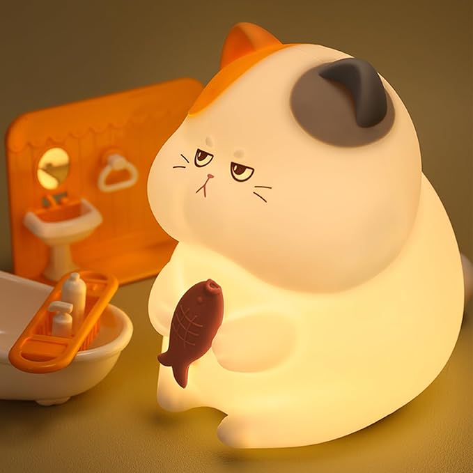 FAMIDUO Greedy Cat Night Light for Kids, 3 LevelsDimmable Cute Kitty Nursery - Image 9
