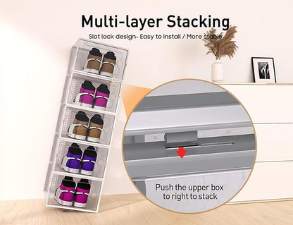 Kuject X-Large Shoe Storage Boxes Organizers Clear Plastic Stackable 12 Pack - Image 3