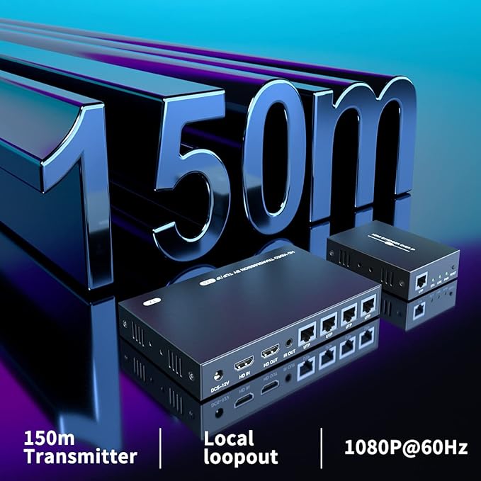 150m HDMI Splitter Extender 1x4 Transmit Remote 1080P Audio Video Over Cat5e/6 - Image 2