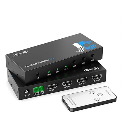 HDMI Switch 3 in 1 Out 4K@60Hz, 3Ports HDMI Switcher Splitter Selector by JCHICI