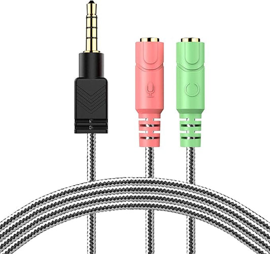 MillSO Headset Adapter, 3.3 Feet 3.5mm Mic and Audio Headphone Splitter CTIA 4 by MillSO