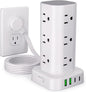 Power Strip Tower with Multiple Outlets, Flat Plug Surge Protector Tower by Unknown