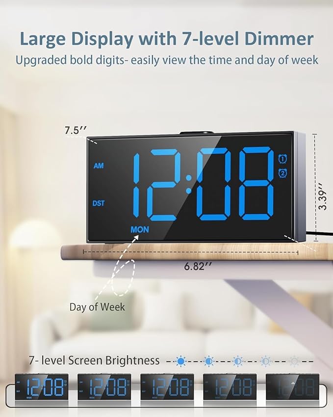 Loud Alarm Clock for Heavy Sleepers, RGB Vibrating Alarm Clock - Image 5