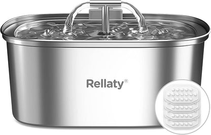 Cat Water Fountain Stainless Steel: 3.2L/108oz Pet Fountain Water Bowl Dog by Rellaty