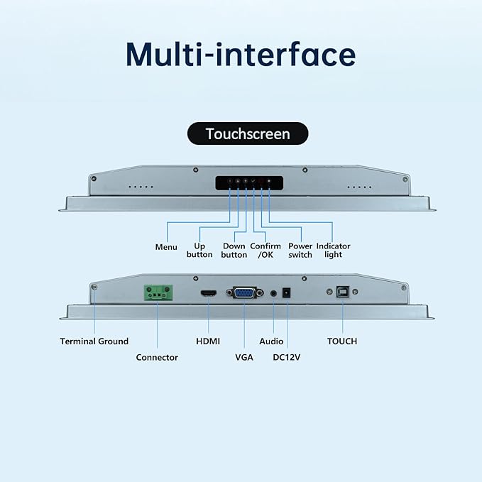 17-Inch Industrial Touch Screen Monitor, Ratio 4:3 Embedded PCAP Touchscreen - Image 6