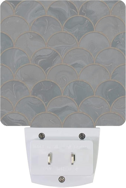 Smoaffly Mermaid Fish Scales Marble Night Light Plug-in LED Nightlights Auto - Image 3