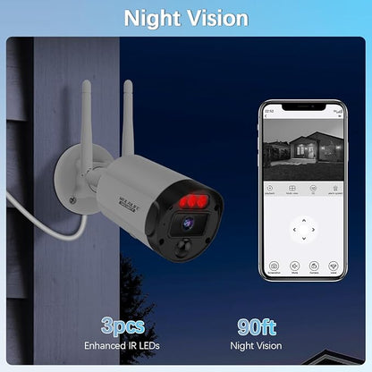 【90ft Super Night Vision】 5MP Outdoor Wireless Security Camera System, Wireless - Image 6