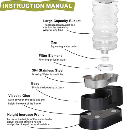 RIZZARI Automatic Dog Water Dispenser: Spill-Resistant 9L Black Gravity Feeder - Image 3