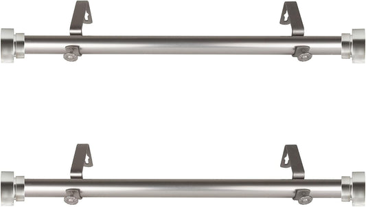 1 inch Side Curtain Rod 12-20 inch (Set of 2) - Satin Nickel