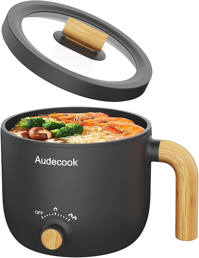 Audecook Hot Pot Electric, 1.5L Rapid Noodles Cooker, Portable Nonstick Mini by Audecook