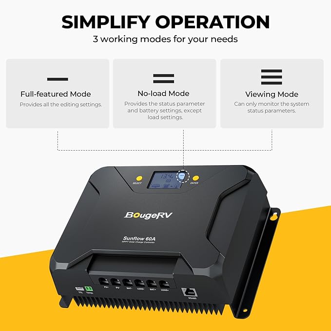 BougeRV Sunflow MPPT Solar Charge Controller 60A, w/Low-Temp Cut-Off, APP - Image 6