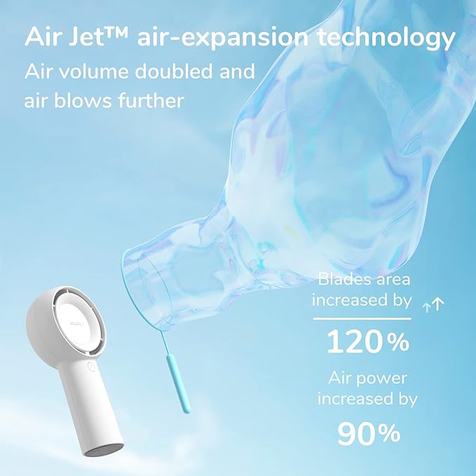 JISULIFE Portable Handheld Turbo Fan, 4000mAh USB Rechargeable Personal Battery - Image 2